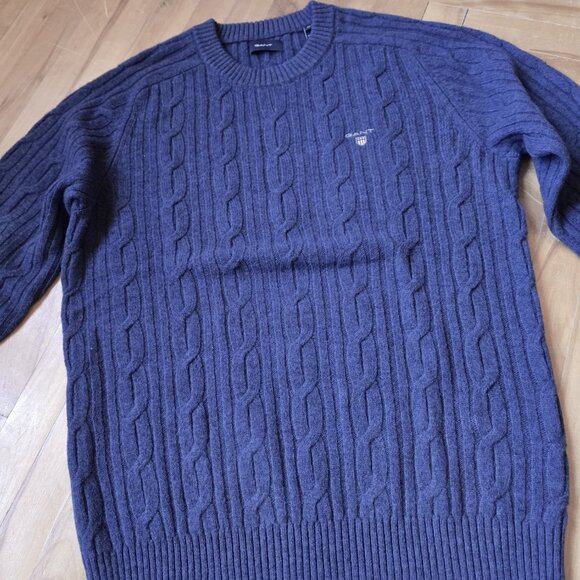 Cable Knit Crewneck sweater navy GANT - Picture 3 of 7